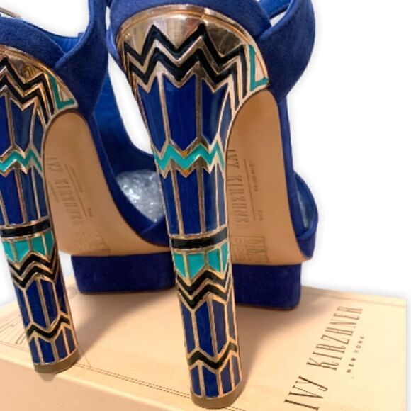 Ivy Kirzhner Cobalt Blue Block Heel 7.5 - Picture 10 of 11